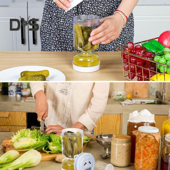 Glass Pickle Jar with Strainer Flip Leak-Proof Wide-Mouth Design Food Grade BPA Free Airtight Olive Kimchi Hourglass Container
