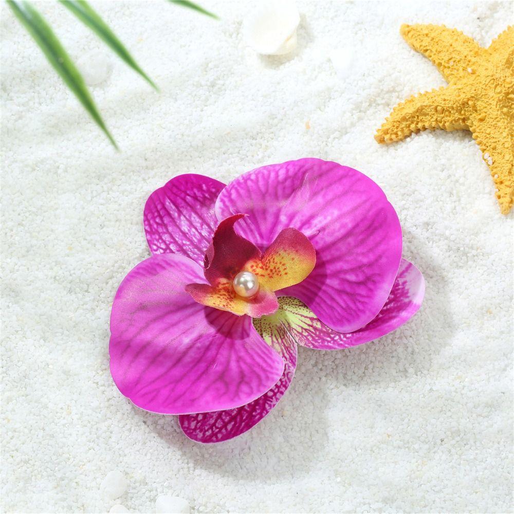 Korean Style Orchid Flower Hairpin Pearl Duckbill Clip Elegant Seaside Vacation Headwear  Daily