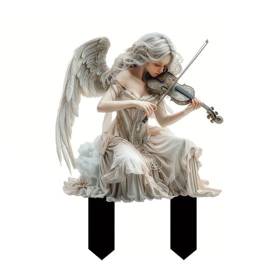 Retro Angel Garden Stake Angel Playing The Violin 2D Acrylic