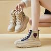 Winter Women's Boots High Top Plush New Korean Student Platform Height Increasing Casual Warm Lace Up Outdoor Ankle Boots