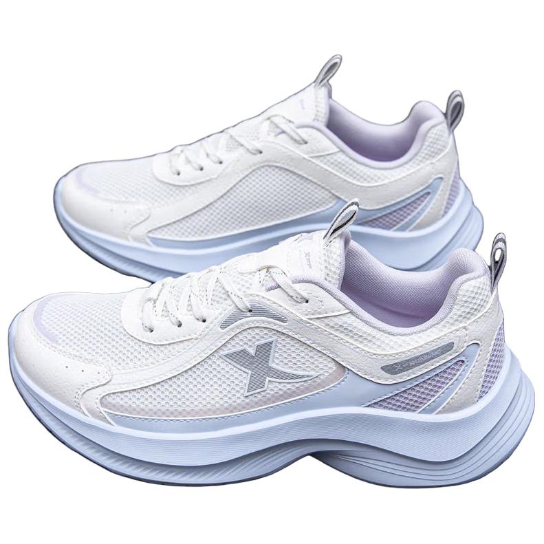 Xtep Jumping Shoes Sports Versatile Wear-Resistant Breathable Rebound Low-Top Casual Running Shoes Women Sneaker White Blue Purple 875218110040-3