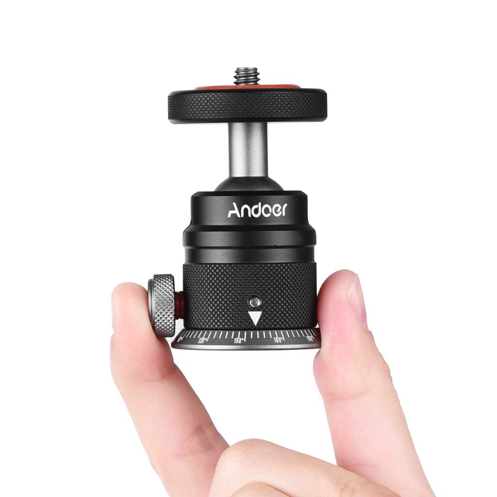 Andoer Aluminum Alloy Tripod Ball Head Mount Panoramic 360 Degrees  Swivel 180 Degrees  Flip with Scaled Base