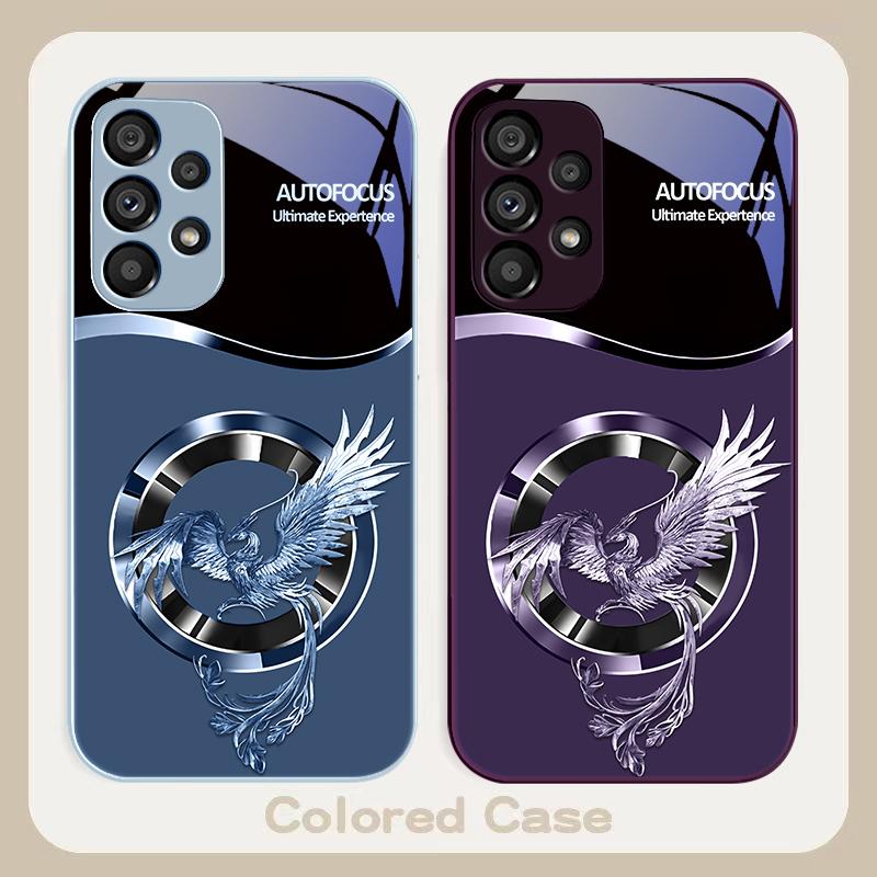 Circle Phoenix Gold Samsung Galaxy S23 24 Plus S20 21 FE S25 Ultra A70 72 73 51 52 53 Tempered Glass Phone Case