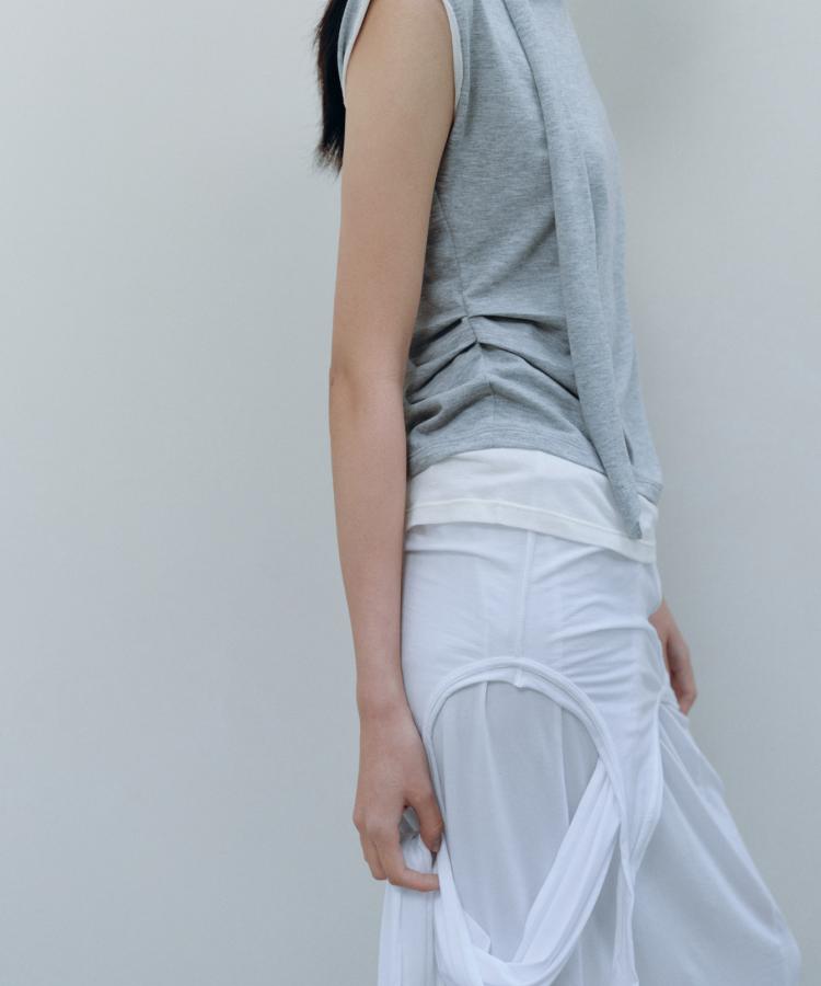 Kasel 2Way Tie Sleeveless Dress, White