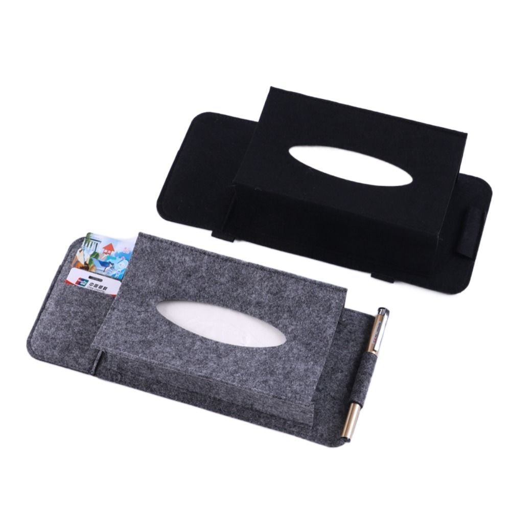 Auto Organizer Sun Visor Card Storage Wool Felt Tissue Case Car Napkin Holder Sun Visor Tissue Box
