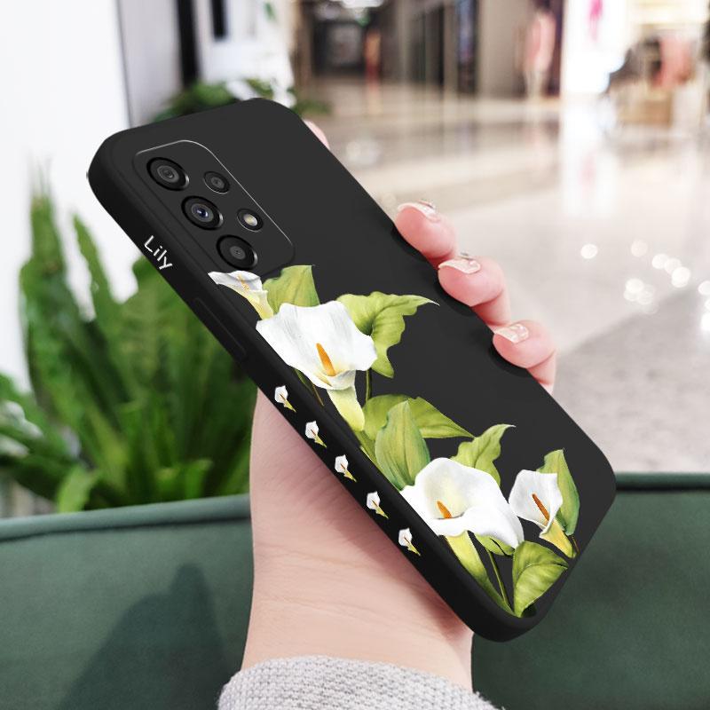 Green Lily Phone Case For Samsung A16 A06 A73 A53 A33 A23 A15 A25 A35 A55 A13 A03S A04 A04S A72 A52S A32 A22 A12 4G 5G