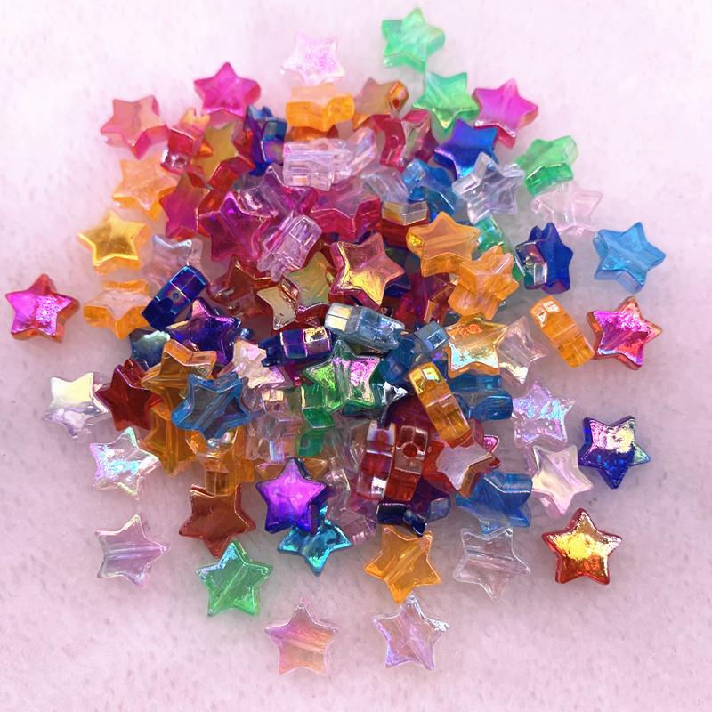 50pcs 11mm Transparent  AB Color Five-pointed Star Acrylic Beads Loose Spacer Beads for Jewelry Making DIY Bracelet Accessories