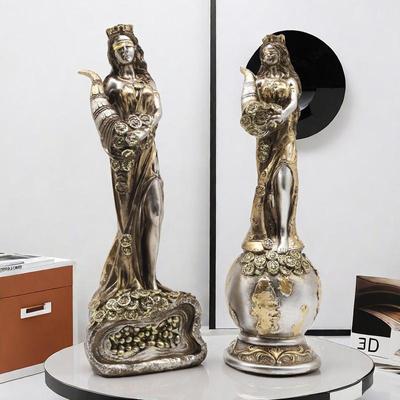Pryskyřice zaslepená řecká bohyně bohatství Fortuna Socha Figurka Lucky Fortune Sochařství Kancelář Dárek Home resin art Dekor