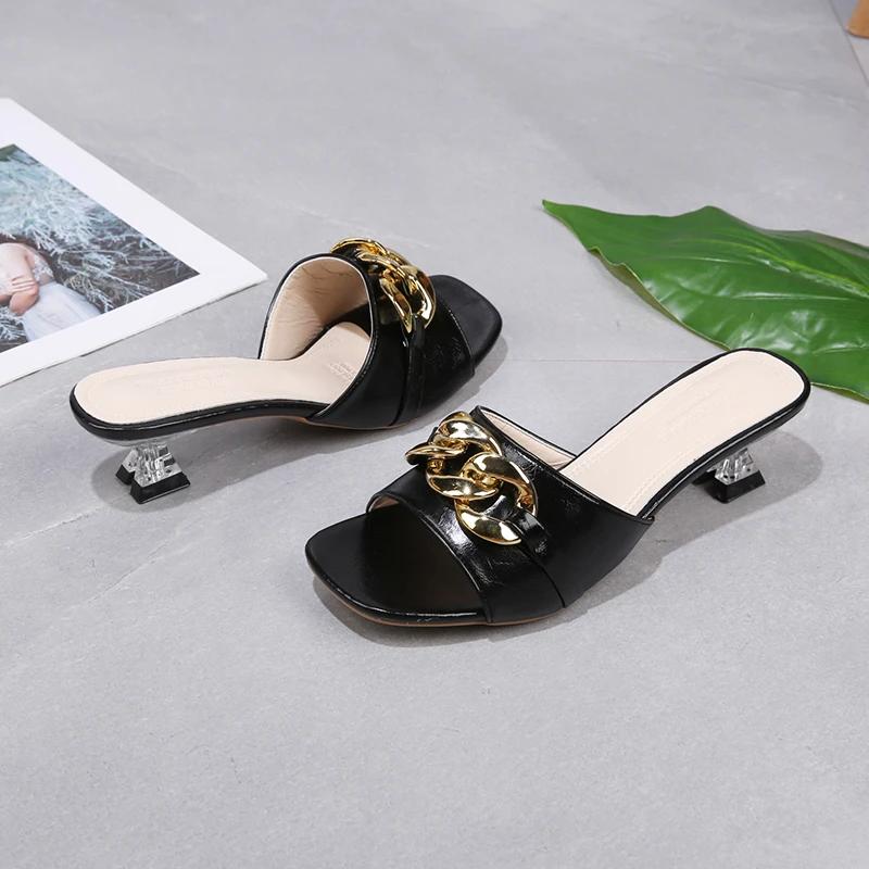 Fashion Women's Slippers, Women's Mule Slippers, Women's Transparent Heels, Thin Heel Sandals, Open Toe Outdoor Party Shoes