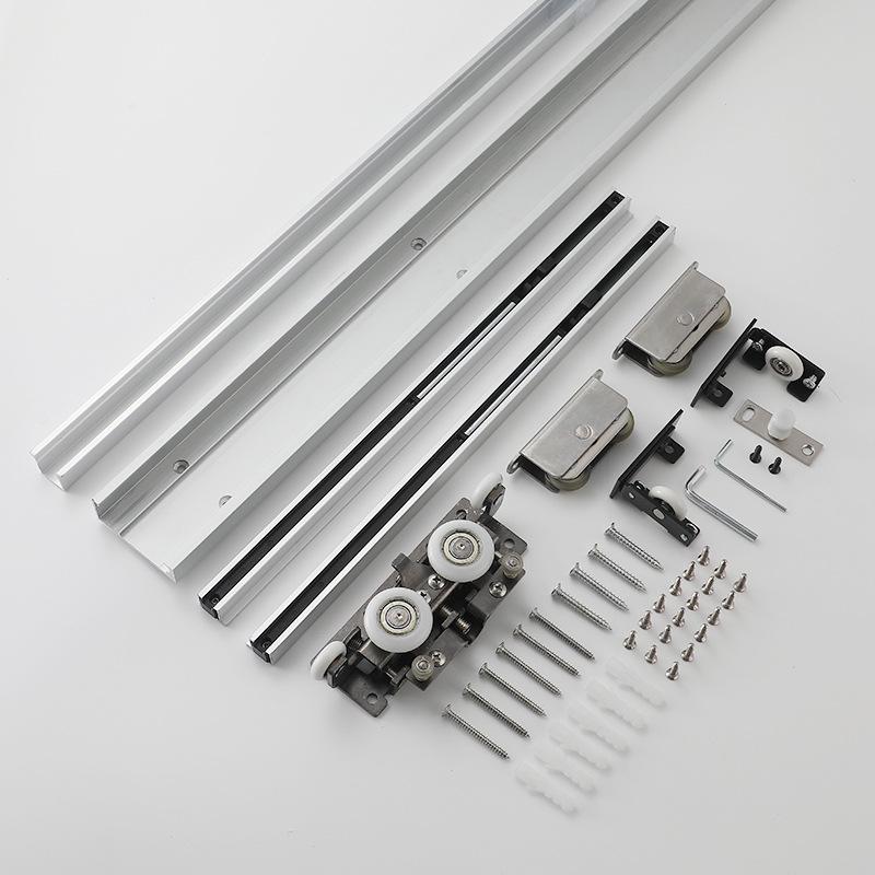Invisible Track Two-Way Buffer Wheel Sliding Door Hardware for Glass/Wood Doors