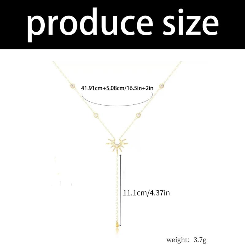 Elegant Beaded Necklace Y Shape Neck Jewelry Sun Pendant Necklace Alloy Texture Fashion Necklace for Fashion Ladies