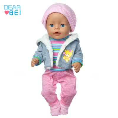 Winter Plush Sweater Thick Jacket Girl Doll Clothes 43cm Shaff Doll Set