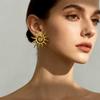 Light Luxury Sun-shaped Flower Earrings Unique Sun Ear Stud Temperament Metal Stud Earrings  Daily