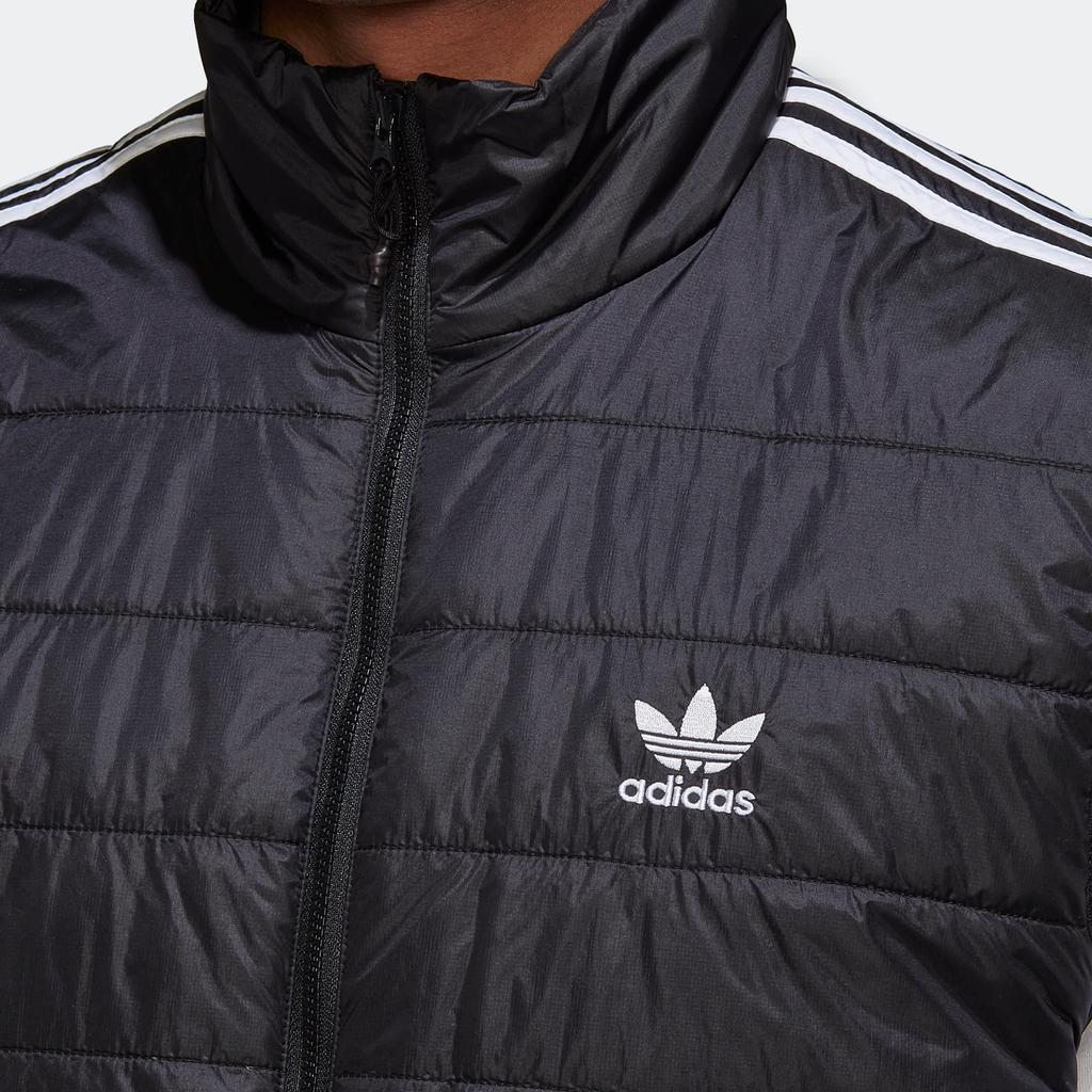 Adidas Originals Padded Puffer Solid Color Striped Logo Zip Stand Collar Vest Men Vests Black HL9217