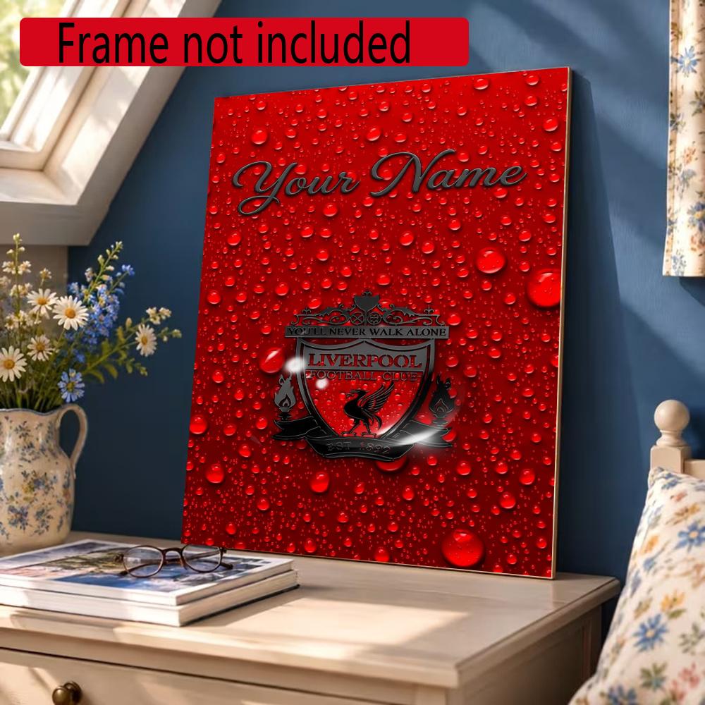 Liverpool Fc Customize Your Name Diamond Painting Round Diamond Diy Frameless Holiday Artwork Suitable For Home Office Wall Decoration