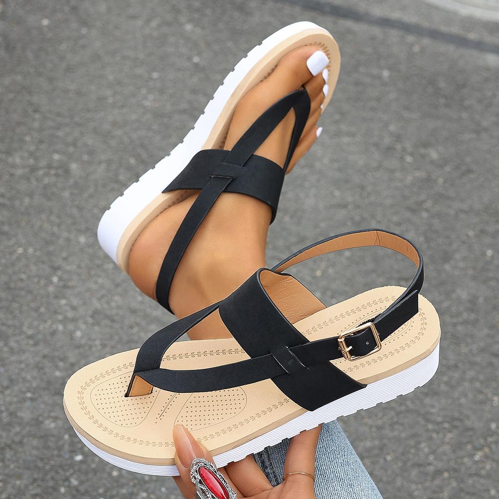 Fashion Women Summer New Flat Sandals Lightweight Non Slip Beach Shoes Woman Platform Buckle Strap Clip Toe Sandals Sandalias Mujer
