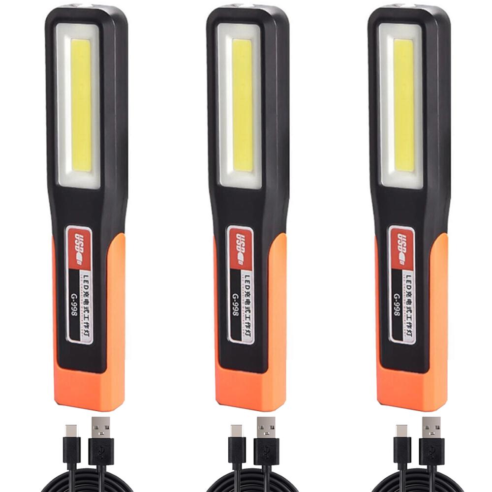 1-10PCS Powerful LED Work Light with Magnet Lighting Flashlight Car Garage Mechanic Lamp USBCharging COB Emergency Warning Light