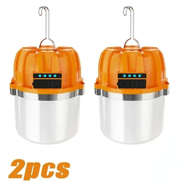 500W LED Camping Lantern USB Rechargeable Portable Lamp Bulb Flashlight with Power Display Emergency Light for Outdoors Fishing