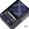 Men's Black & Wine Red Striped Plaid Tie Set with Pocket Square - Formal Wedding Gift Box