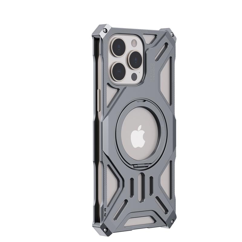 

Для iPhone 16 Pro Max 15 Pro 14 13 чехол для телефона роскошный рассеиватель тепла ударопрочный алюминиевый сплав кронштейн подставка задняя крышка iPhone 16 Pro Max серый