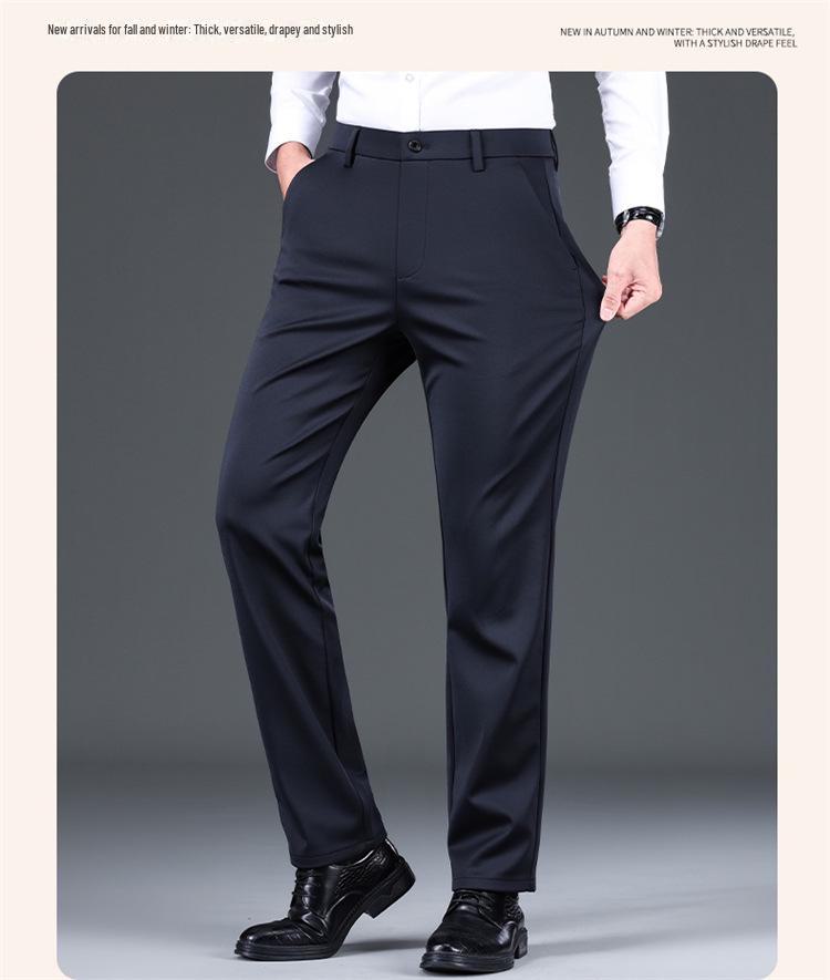 Herren Business Casual Hose mit schwarzem Samtfutter: Herbst-Winter Formeller Anzug Trend.