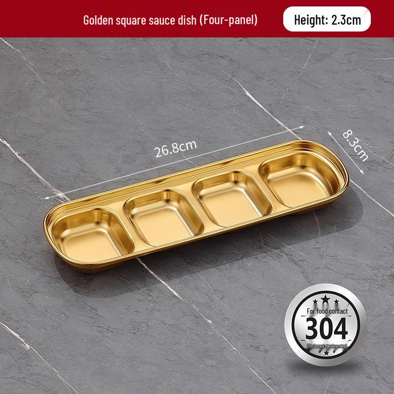 304 Stainless Steel Korean Multi-Compartment Seasoning and Dipping Sauce Dish for Restaurants and Hot Pots