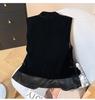 Elegant Embroidered Gold Velvet Stand Collar Waistcoat