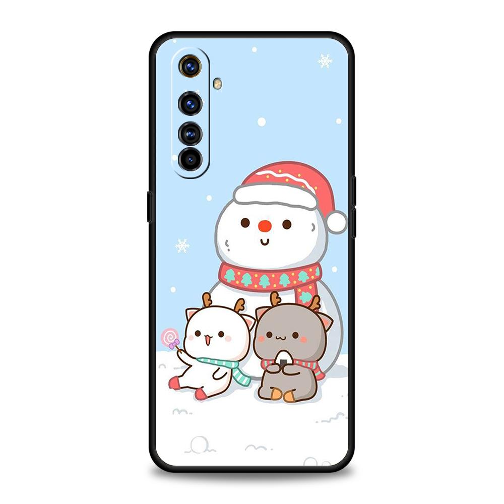 Peach And Goma Cat Phone Case for Realme 8 9 Pro Plus 8i 9i 6 7 GT2 C21 C25 C3 C11 11 Pro 5G Plus Shockproof Silicone Shell Bags
