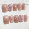 30 Pieces of Three-dimensional Small White Flower Bright Cat Eye Gilt Light Luxury Short Ladder Wearing Nail Boutique Nail Art