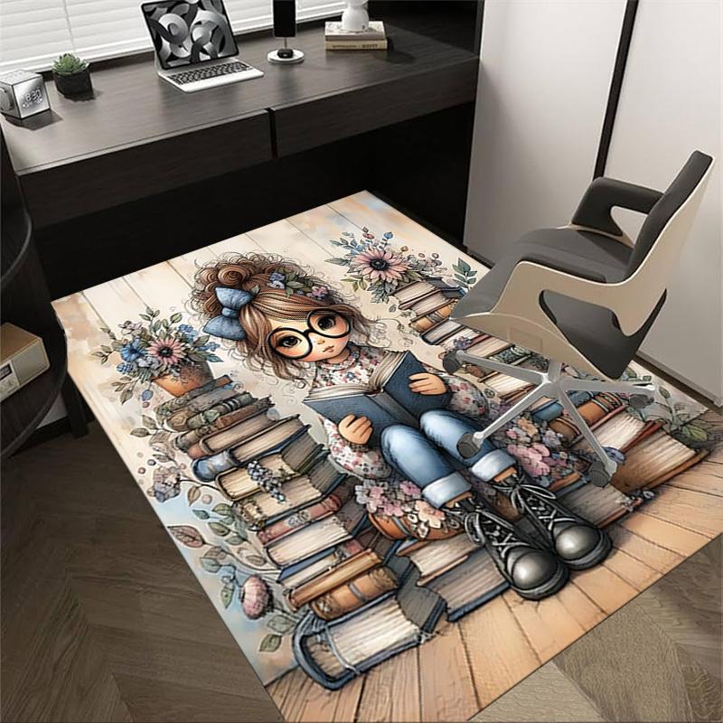 1PC girl books Extra Large Non Slip Floor carpet, Office, family, bedroom, Studio Large Area Rug Indoor Rugs