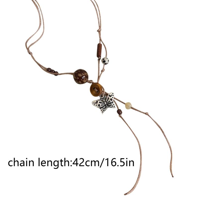 Exquisite Halskette im traditionellen chinesischen Stil Ethnischer Stil Anhänger Halskette Antike Kordel Schmetterlingsblumen-Charms Kette
