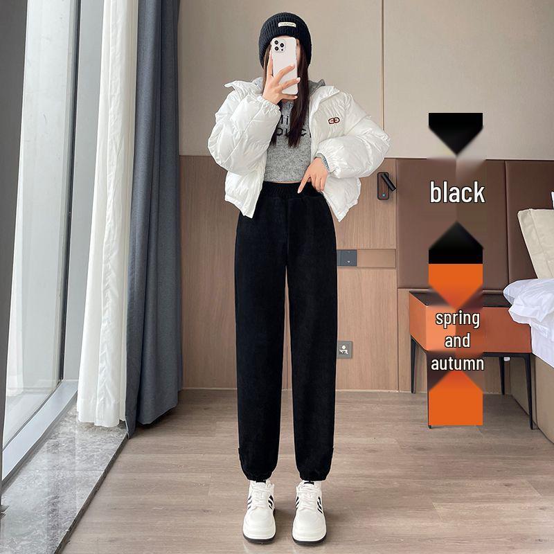 

Women s Plus Velvet Thickened Corduroy Harem Sweatpants - Autumn Casual Carrot Pants S (for 80-95 jin)
