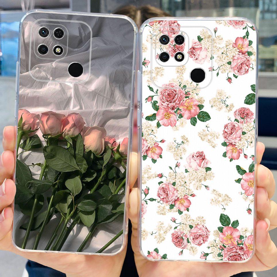 For Cover Xiaomi Redmi 10 10A 10C 2022 Phone Case Butterfly Flower Colorful Girly Funda Transparent Soft TPU Silicone Back Cover
