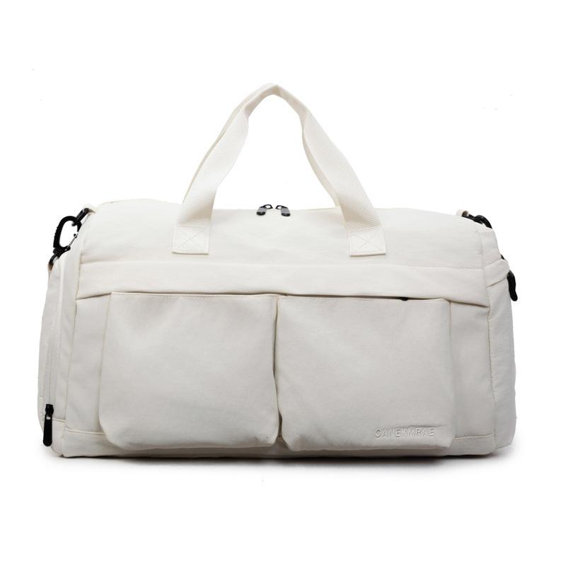 

Women s Travel Bag Large Capacity Yoga Fitness Bag Solid Color Commuter Sports Bag бежевый