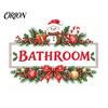 Festive Wall Art Christmas Bathroom Door Sticker, Waterproof PVC Decal with Wreath and Snowman Design Holiday Decor for Home Decor, Removable
