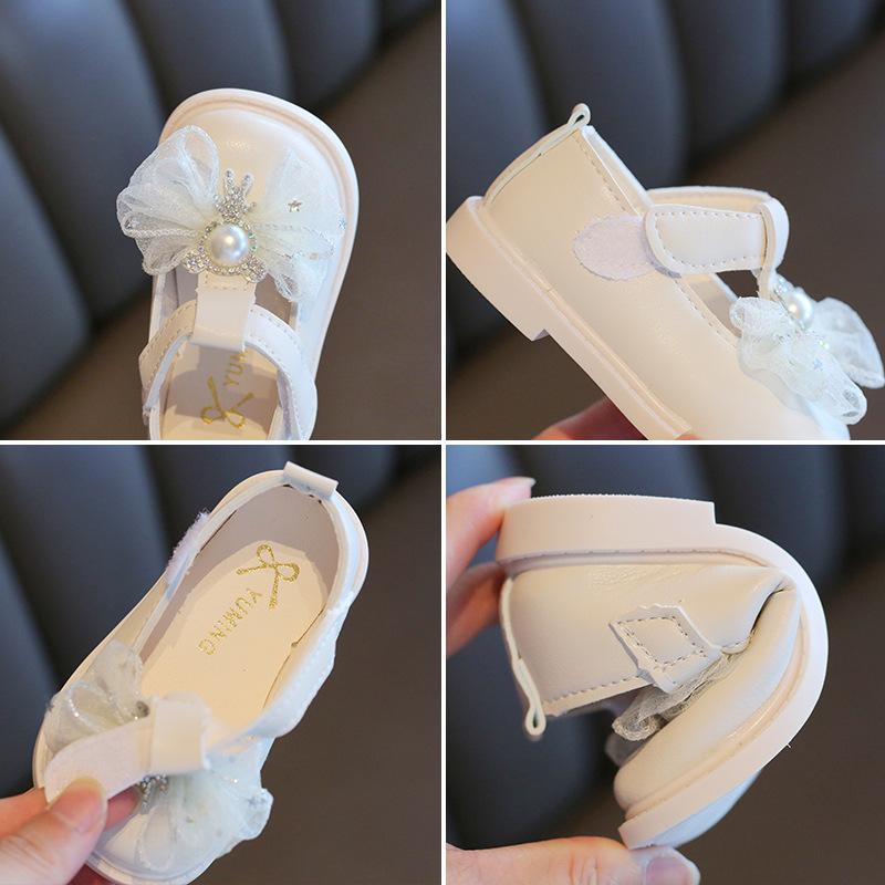 Baby Girls Shoes PU Toddler Princess Dress Shoes For Girls With Bowknot Flat Non-Slip Rubber Soles Spring Summse Infant Shoes