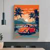 5d DIY Diamond Painting Cross Stitch Car Coconut Tree Scenery Diamond Embroidery Mosaic Full Round Drill Home Decor