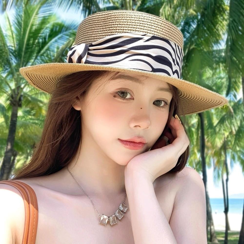 Korean Style Sunscreen Bucket Hat Wide Brim Women's Sun Hat Simple Straw Woven Hat  Spring Summer