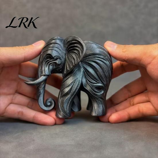 Modern Elephant Ornament 3D Printed Figurine, One-Piece Molding, Cute Simulated Figurine Model, Desktop for Home, Bookshelf Decoration Retro