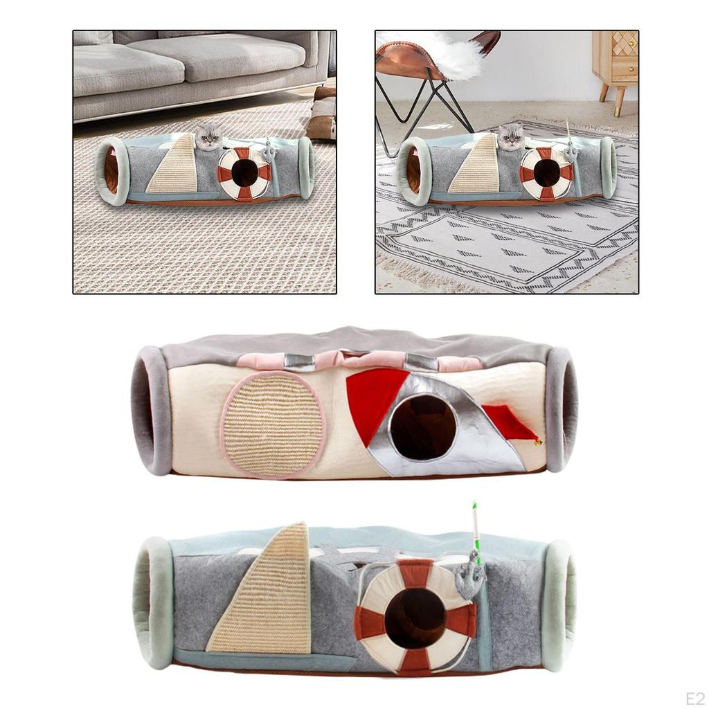 Tunnel Comfortable Interactive with Scratching Board Tunnels for Indoor Cats Puppy, Kitty, Kitten,