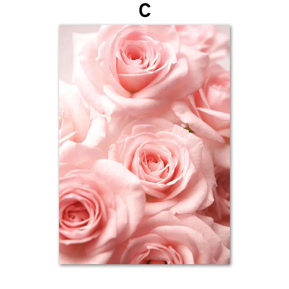 Pink Rose Peony Daisy Flower Quotes Posters And Prints Canvas Painting Nordic Gallery Wall Art Pictures For Lving Room Decor