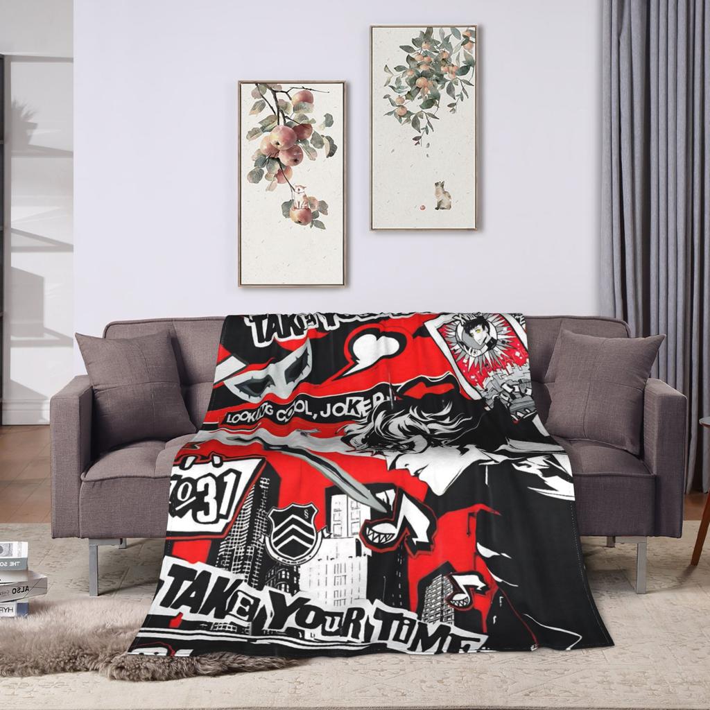 Anime P-Persona 5 Flannel Blanket  Soft Warm Bedding Throws For Outdoor Travel Street Trend Bedspread Sofa Bed Cover