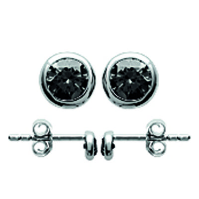 [M1097] - Silver Black 'Unique' Silver Earrings (rhodium-plated) - 3 Mm