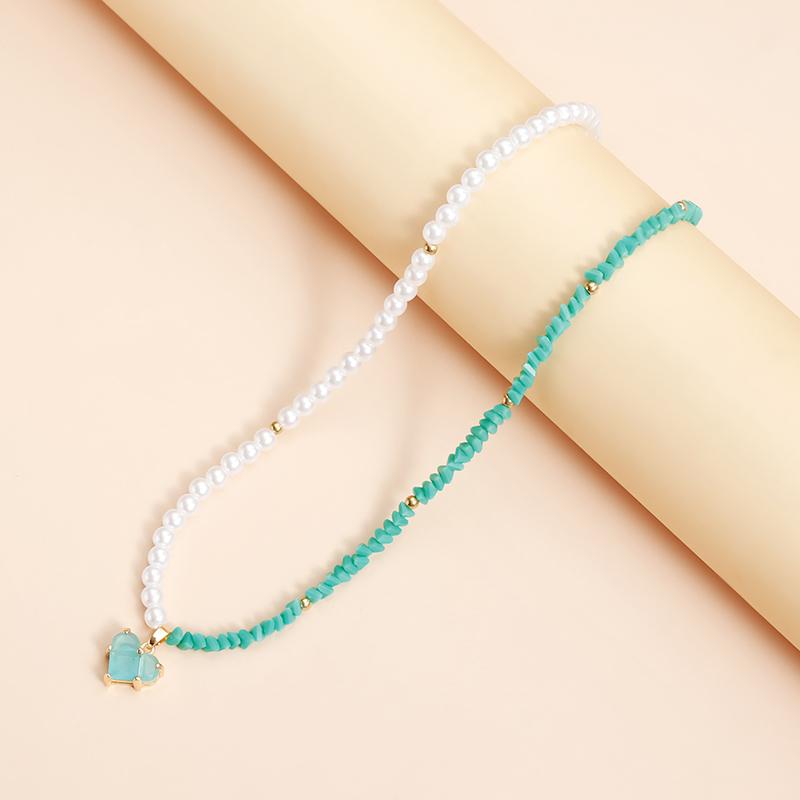 Fashion Glass Crystal Pearl Heart Choker Necklaces for Women Creative Temperament Beaded Collar Necklace Party Wedding Jewelry