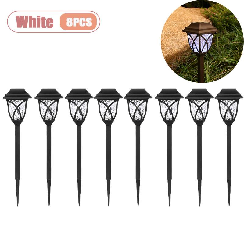 1-8PCS Solar Vintage Pathway Light Outdoor Waterproof LED Stake Lamp for Garden Lawn Villa Decoration Courtyard Ambient Lighting