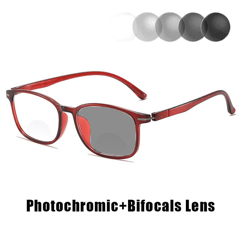 Unisex Photochromic Bifocal Reading Glasses Ultra-Lightweight Blue Light-Blocking Presbyopia Glasses Outdoor Sports Goggles