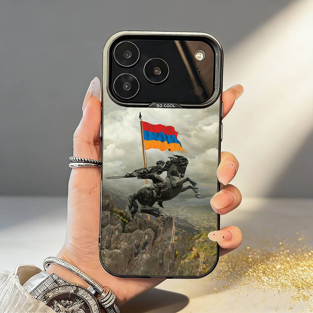 A-Armenia Flag ART Phone Case For iPhone17,16,15,14,13,12,11,Pro,MAX Gray Matte Silicone Black Cover iPhone17air