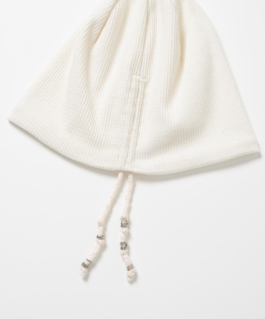 MILLO WOMEN Waffle String Beanie [Ivory]