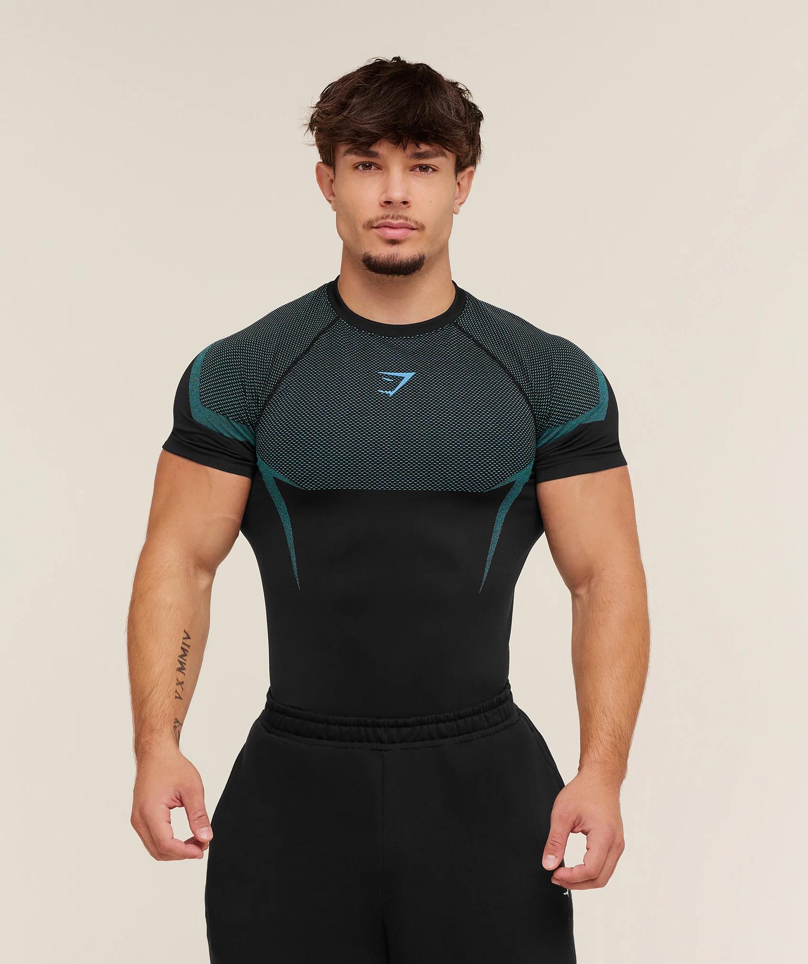 GYMSHARK Vīriešu īsroku muskuļu piegriezuma apaļkakla
