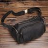 Neue große Bauchtasche aus echtem Leder, lässig und modisch für Herren, mit geschichtetem Rindsleder und Retro-trendiger Einzel-Schulter-Crossbody-Tasche